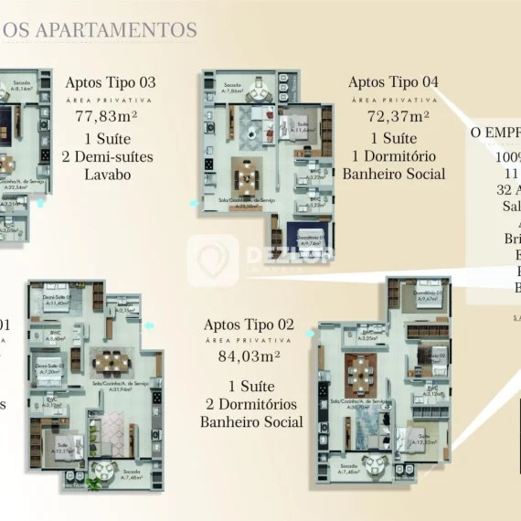 Apartamento à venda no Centro, Biguaçu | 3 Quartos, 1 Suíte no Ed. La Vita È Bella - 02